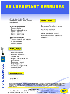 SR LUBRIFIANT SERRURES